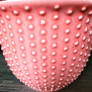 COPY - NWT Large White Pearl Polka-Dot Orange/Coral Ceramic Planter